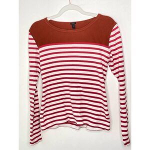 J. Crew Striped Rib Knit Long Sleeve Top Rust sz. M #AI
